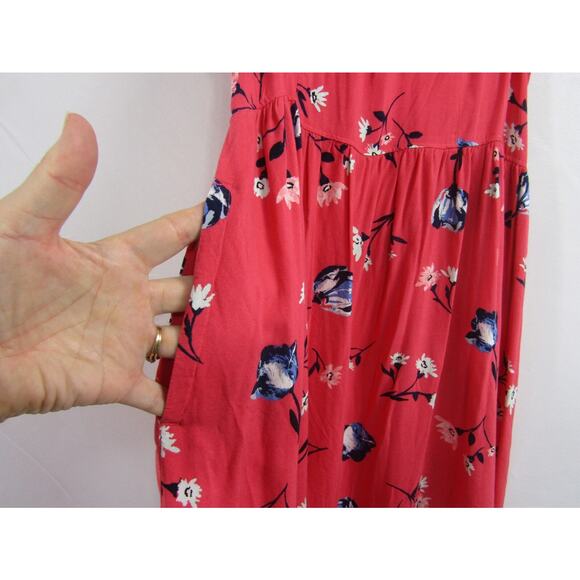 So Heritage Peach Floral Mini Dress sz L Strappy Flowy Boho Cottagecore Fairy - Picture 8 of 12